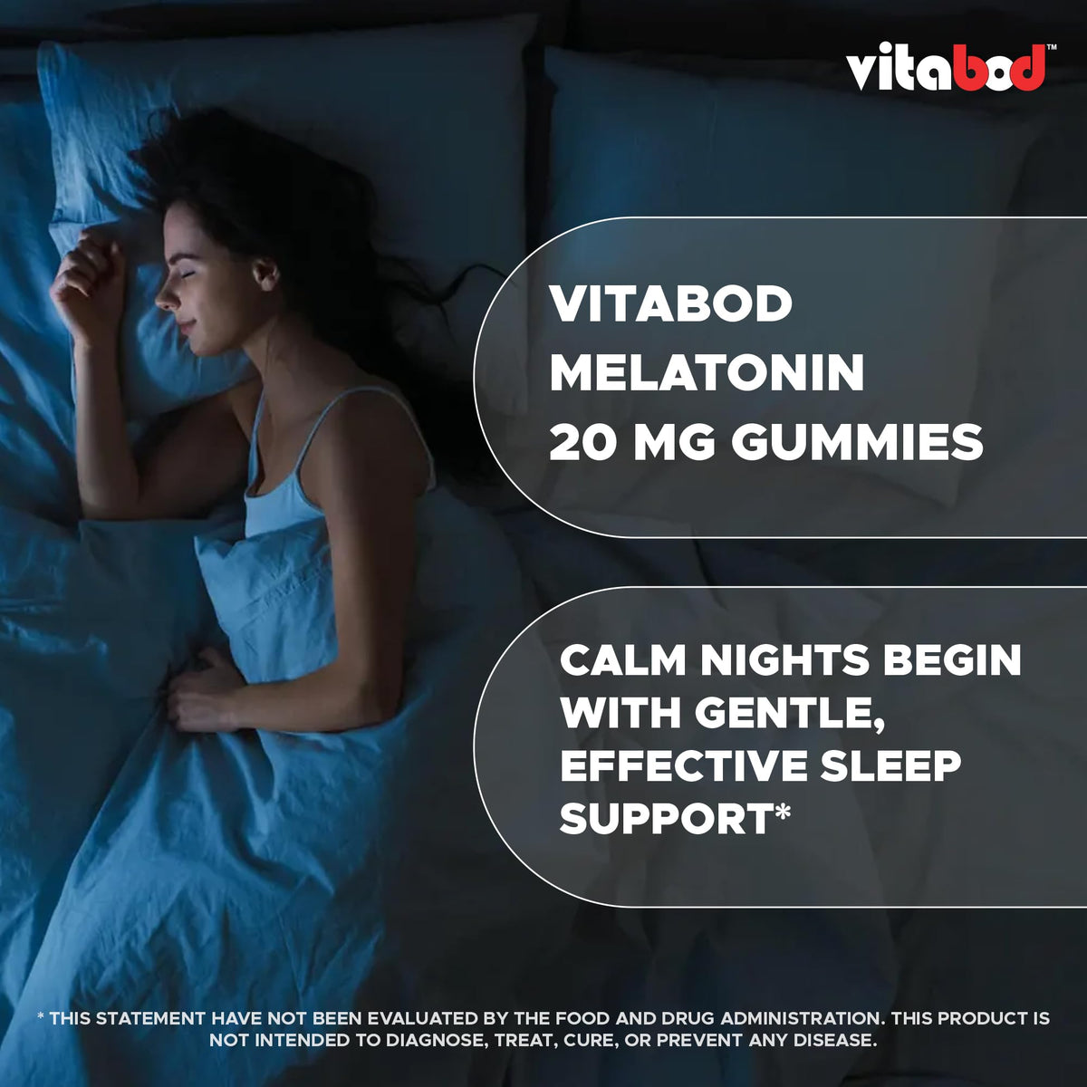 Vitabod Melatonin 20mg Gummies - 180 Count - Drug Free - Natural