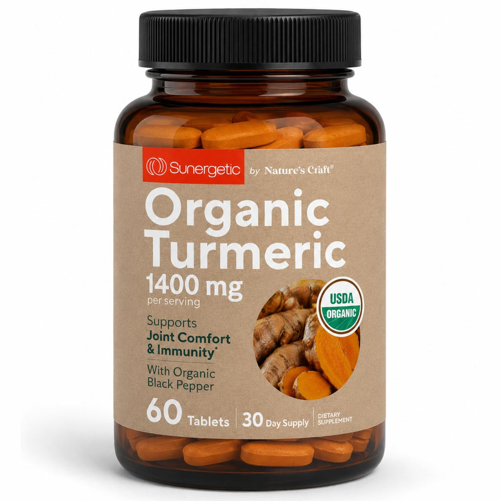 Sunergetic Organic Turmeric Supplement Joint Support - 60 Tablets