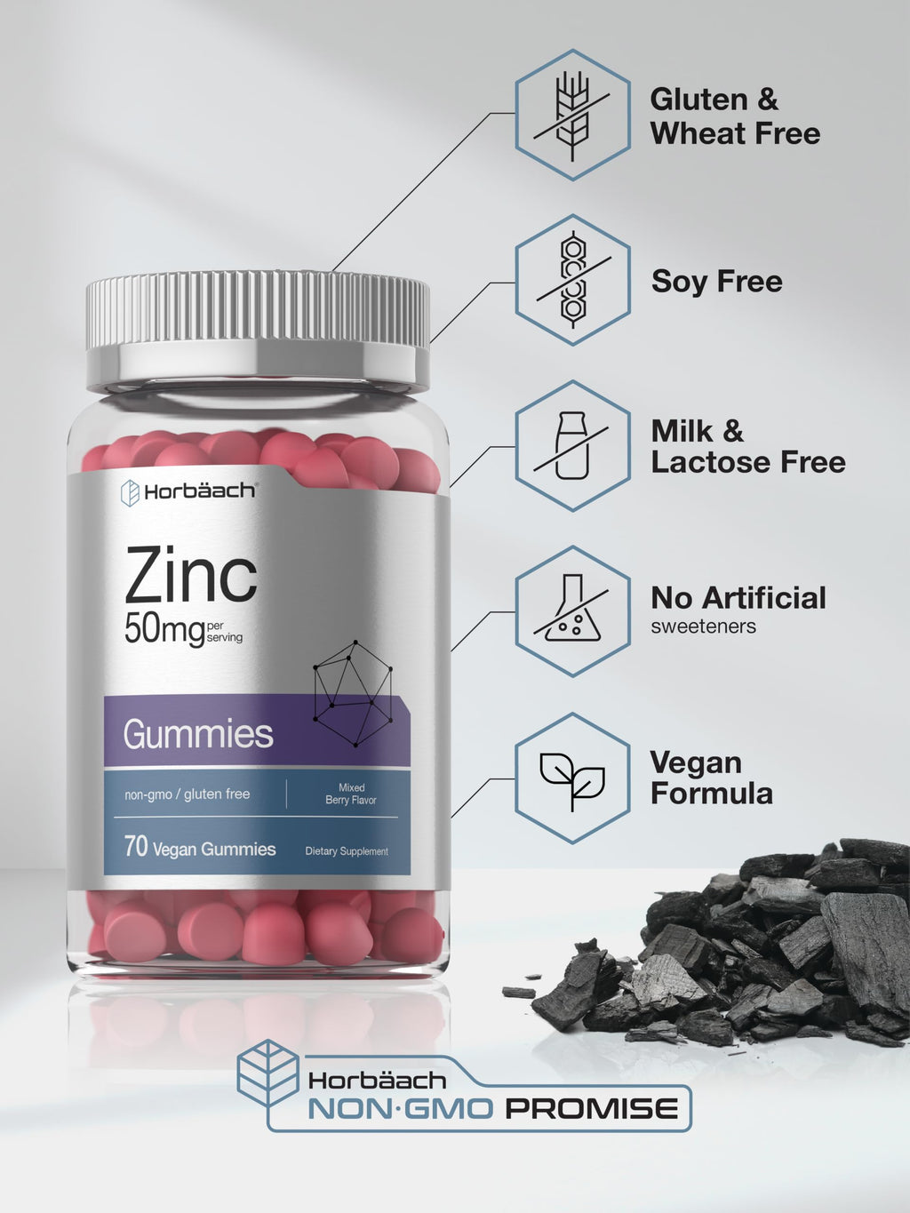 Horbäach Zinc Gummies 50mg - 70 Count - image 5