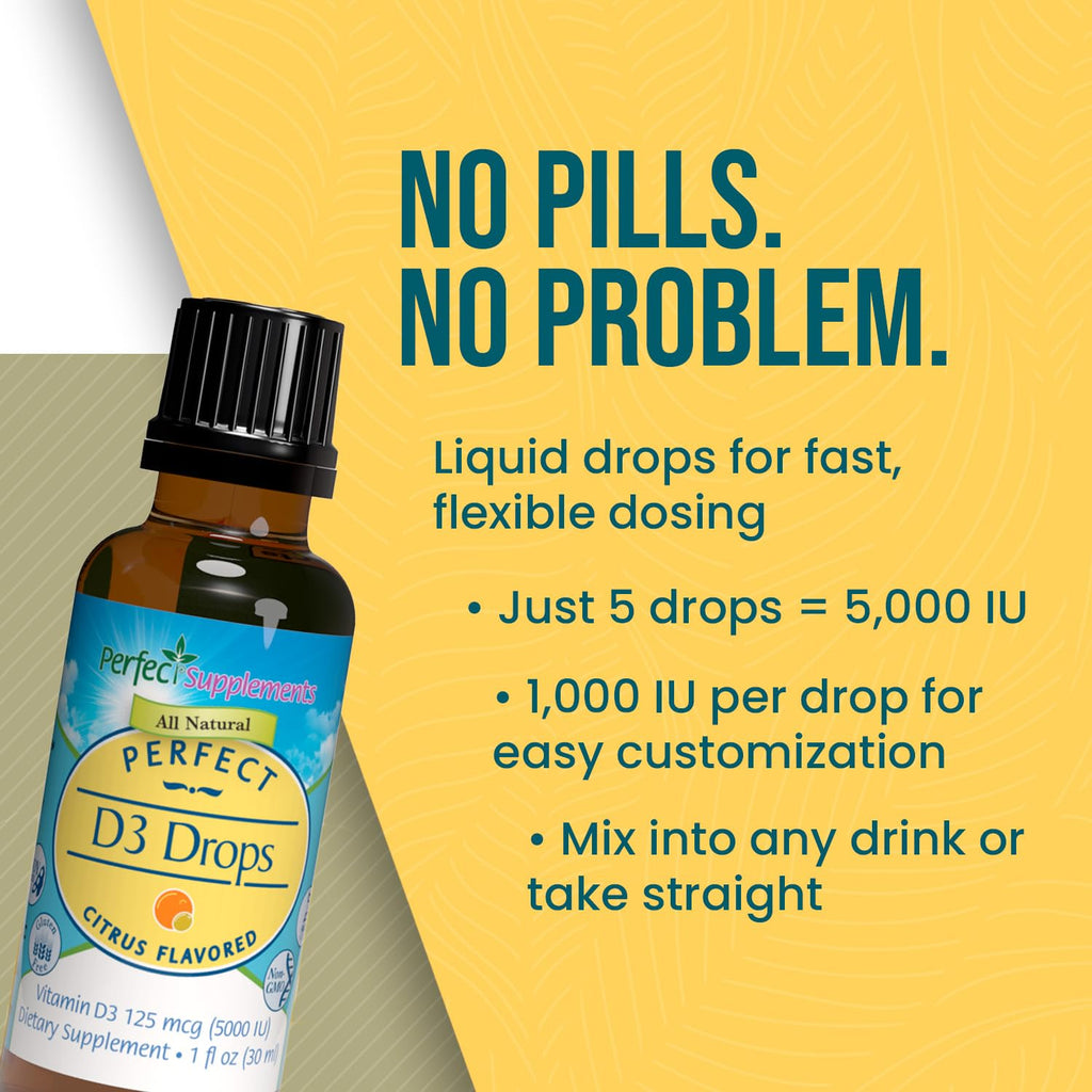 Perfect Supplements Vitamin D3 Drops - 60 fl oz - image 3