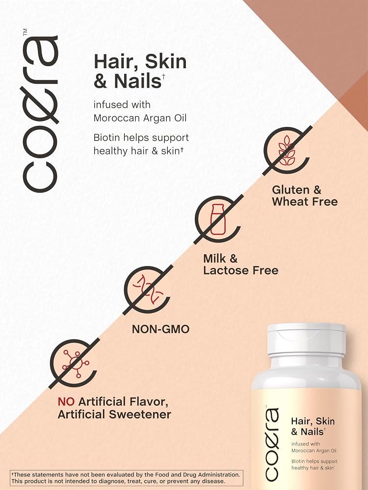 Coera Hair Skin & Nails with Biotin and Collagen - 165 Softgels - image 5