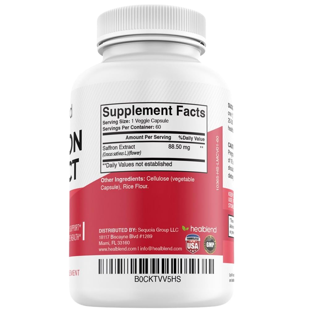 Healblend Natural Premium Saffron Extract 88.5 mg - 60 Capsules - image 7