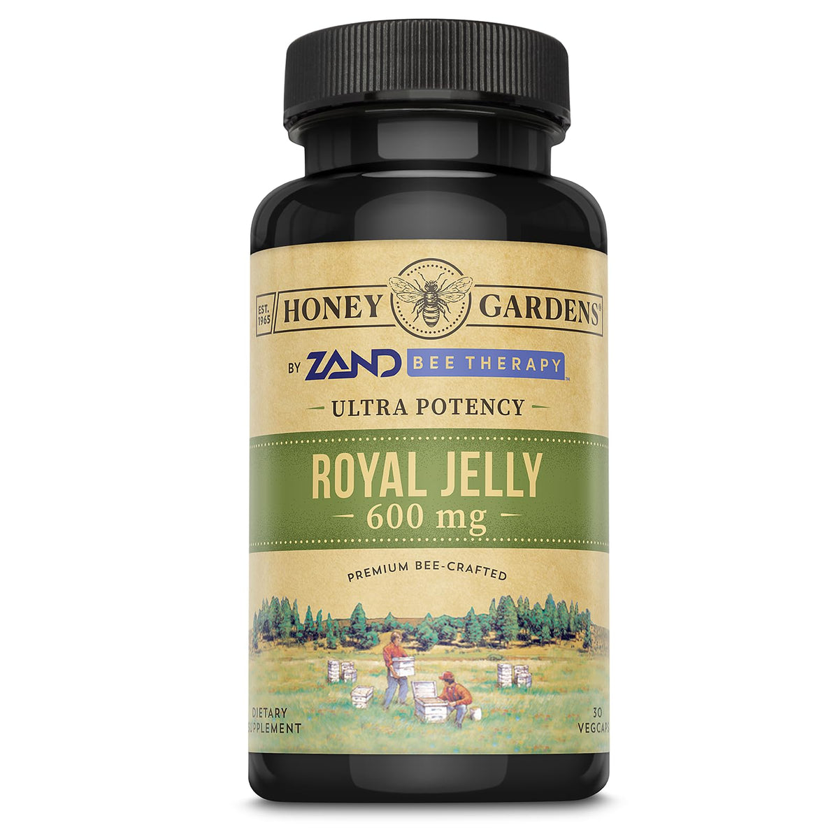 ZAND Honey Gardens Royal Jelly 600mg Capsules - 30 Vegetarian Capsules