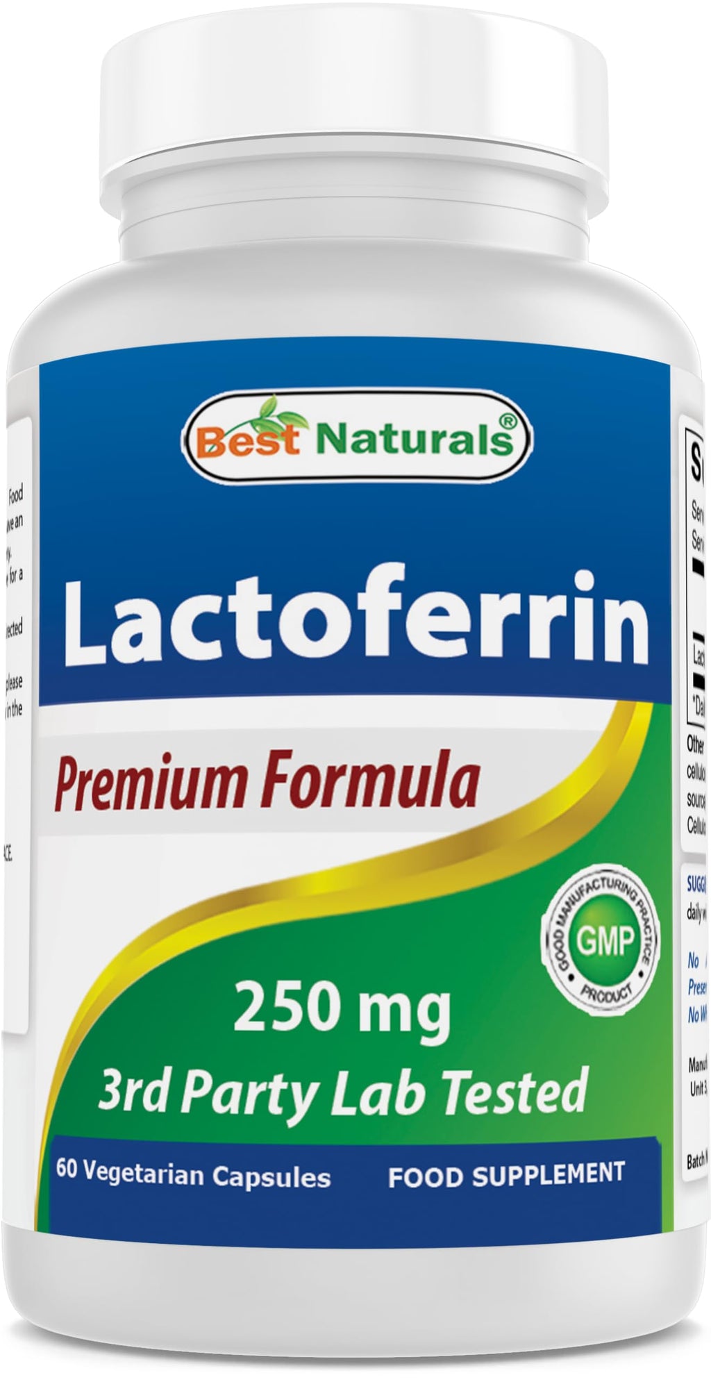 Best Naturals Lactoferrin 250 mg Vegetarian Capsules - 60 Count