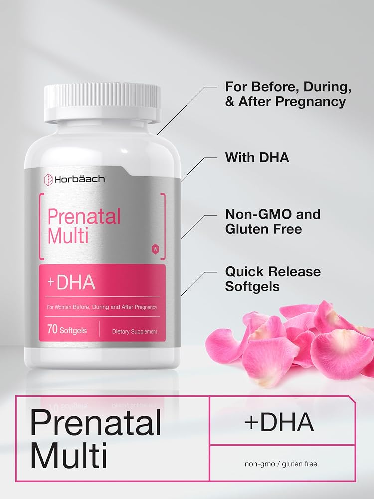 Horbäach Women's Prenatal Multivitamin with DHA - 70 Softgels - image 5