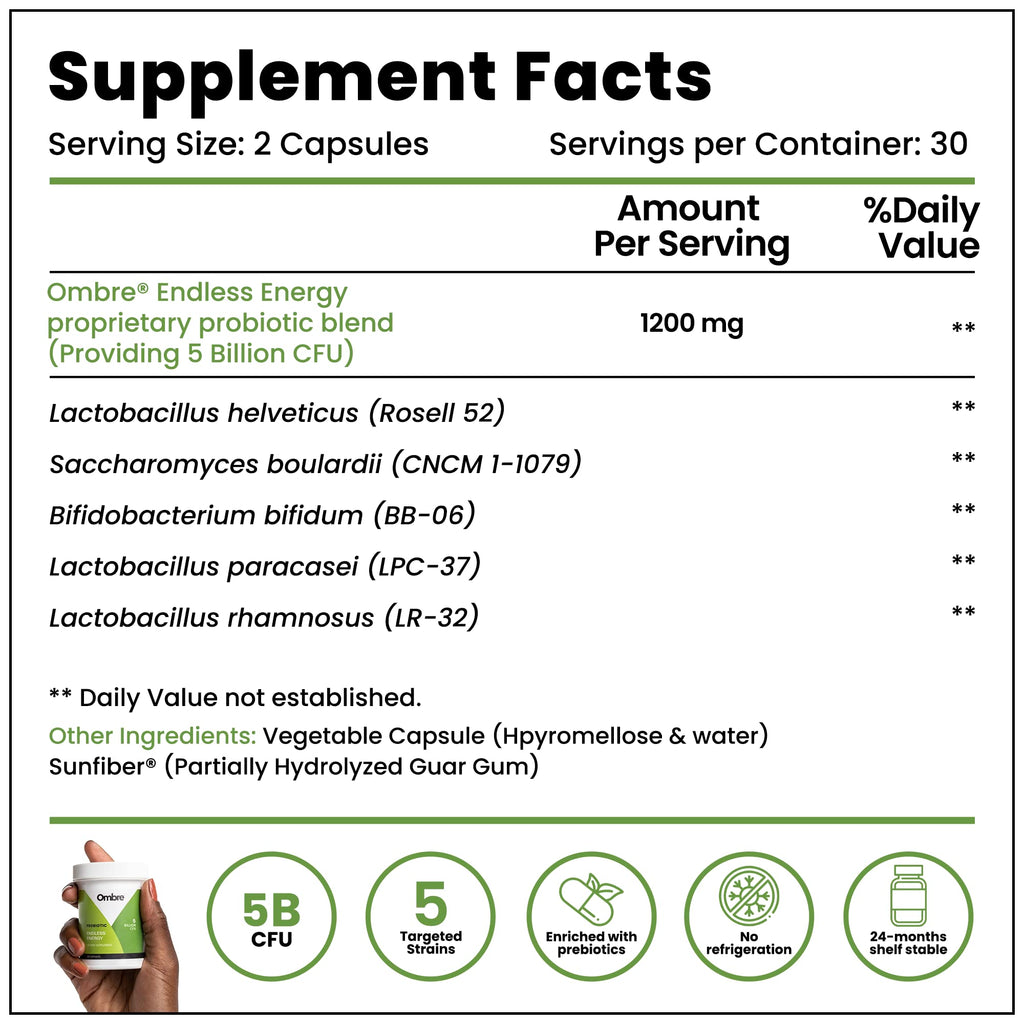 Ombre Endless Energy Probiotic Supplement - 30 Servings - image 4