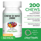 Maxi Health Vitamin D 2000 IU Chewable Bubble Gum - 200 Count - image 4