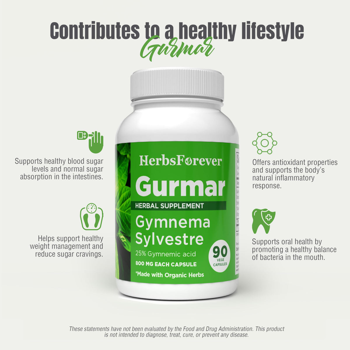 Herbsforever Gurmar Gymnema Sylvestre Herbal Supplement - 180 Capsules - image 5