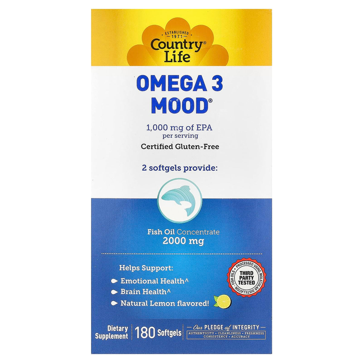 Country Life Omega 3 Mood - 180 Softgels