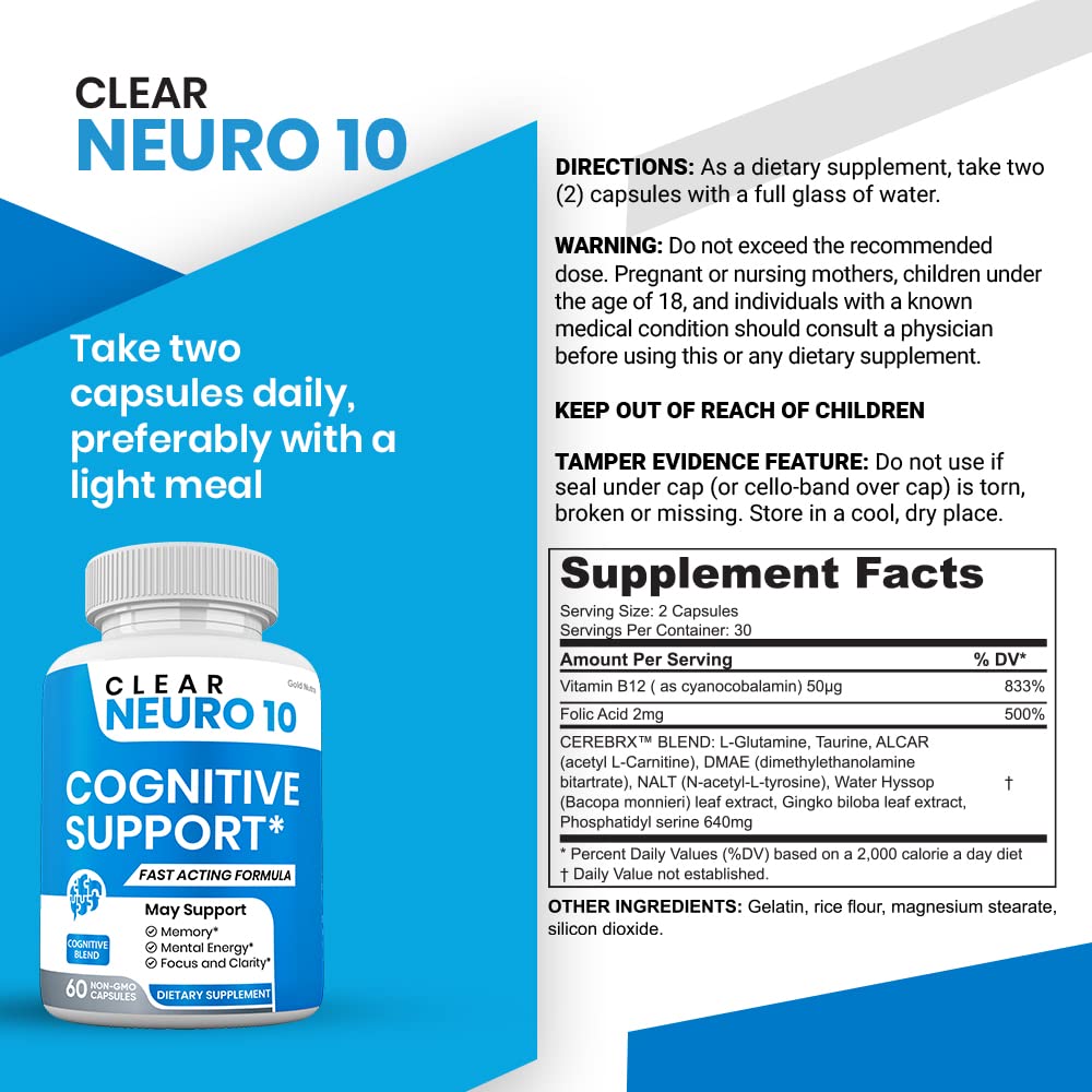 Gold Nutra Clear Neuro 10 Brain Support Capsules - 3 Pack - image 6