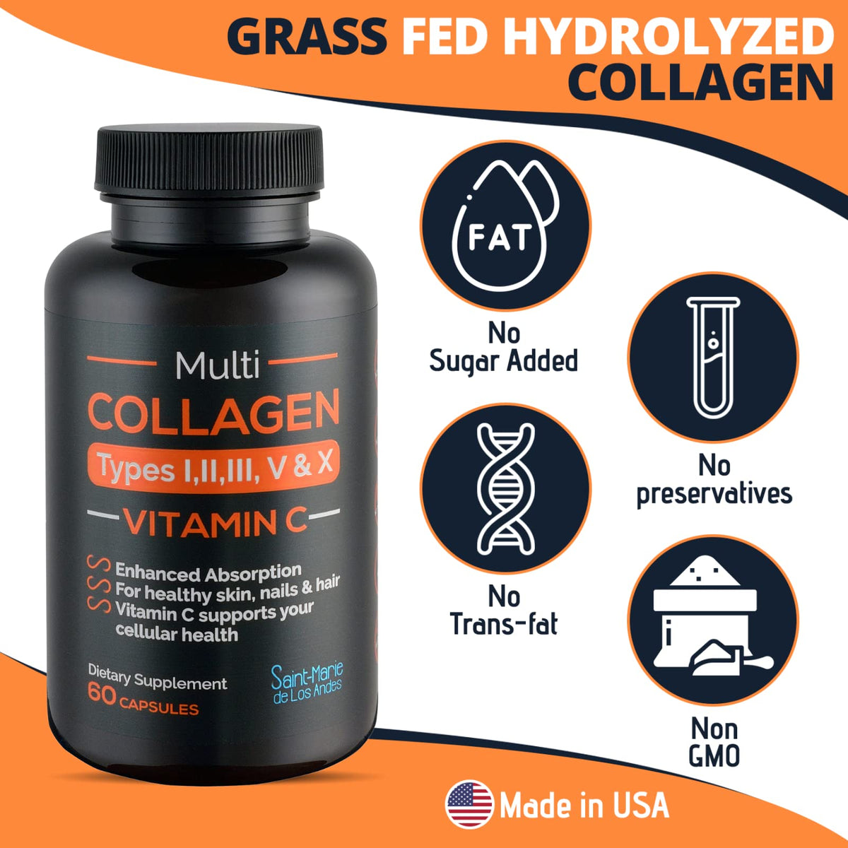 Saint-Marie de los Andes Multi Collagen Pills Types I-X + Vitamin C - image 3