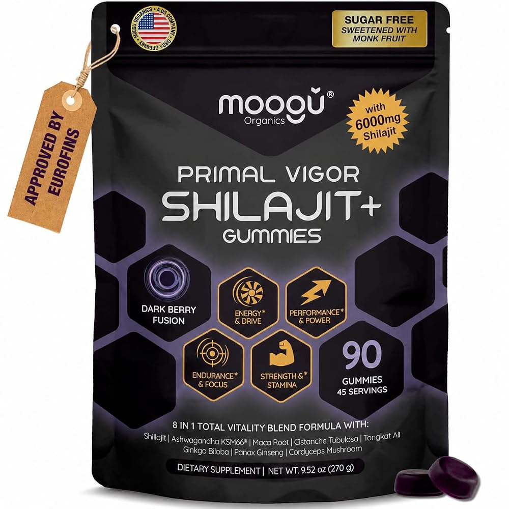 Moogǔ Organics Shilajit 6000mg Gummies Peak Male Performance - 90 Count