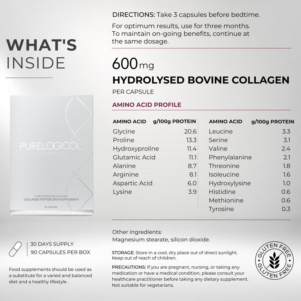 Purelogicol Collagen Peptide Skin Supplement - 90 Capsules - image 9