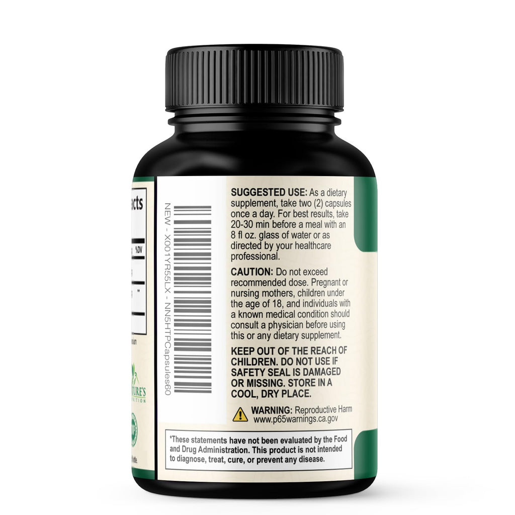 Nature's Nutrition 5HTP 200mg per Serving Capsules - 5 HTP Supplement