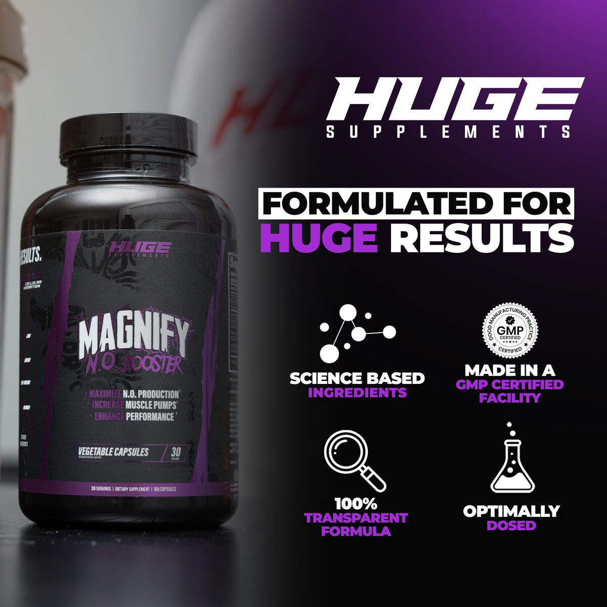 Huge Supplements Magnify Pump Pills Nitric Oxide Booster - 180 Capsules - image 5