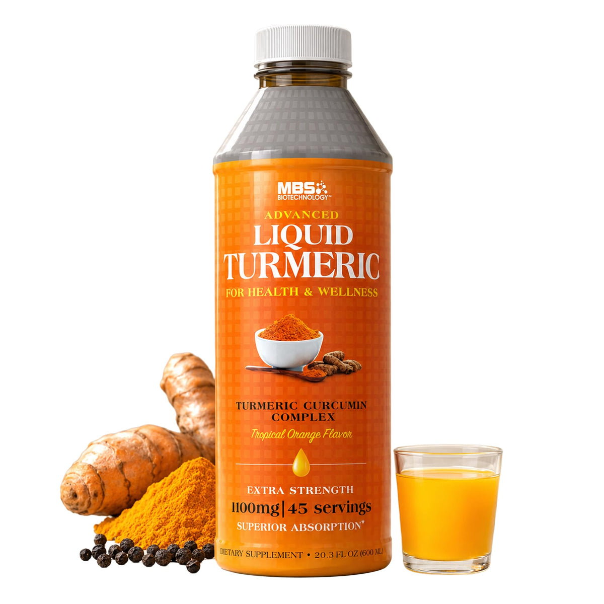 MBS Biotechnology Advanced Liquid Turmeric with Curcumin - 20.3 fl oz