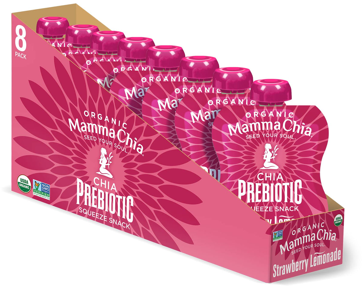 Mamma Chia Organic Prebiotic Squeeze Snack Strawberry Lemonade - 16 Pack