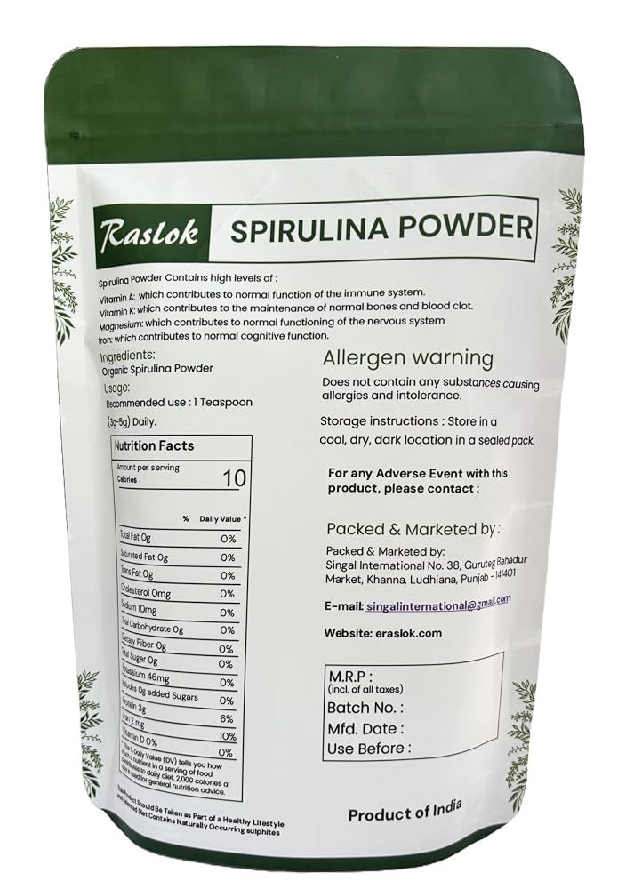 Raslok Pure Spirulina Powder Immune Support - 3.52 oz - image 3