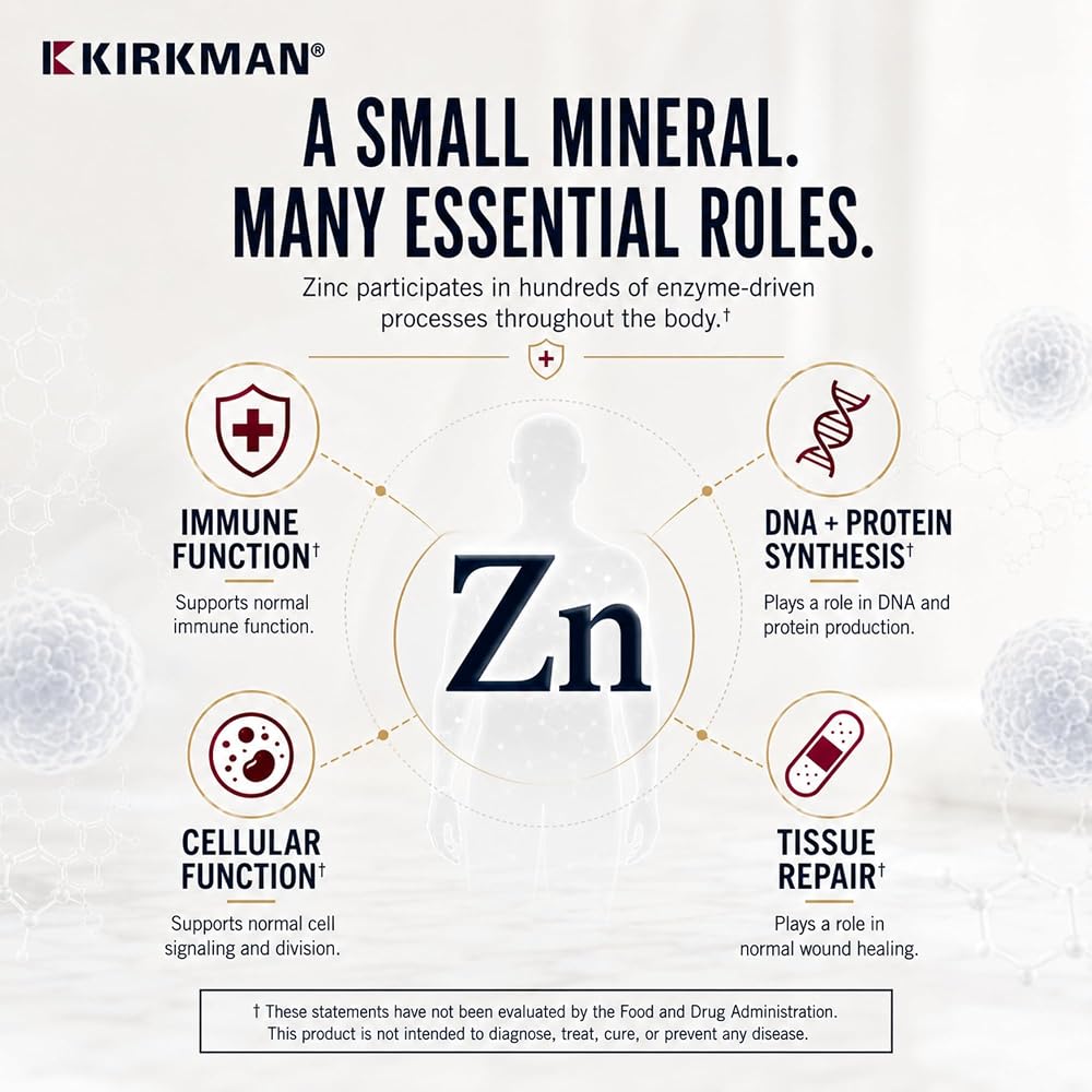 Kirkman Zinc 20 mg Hypoallergenic Mineral Supplement - 250 Vegetarian Capsules - image 3