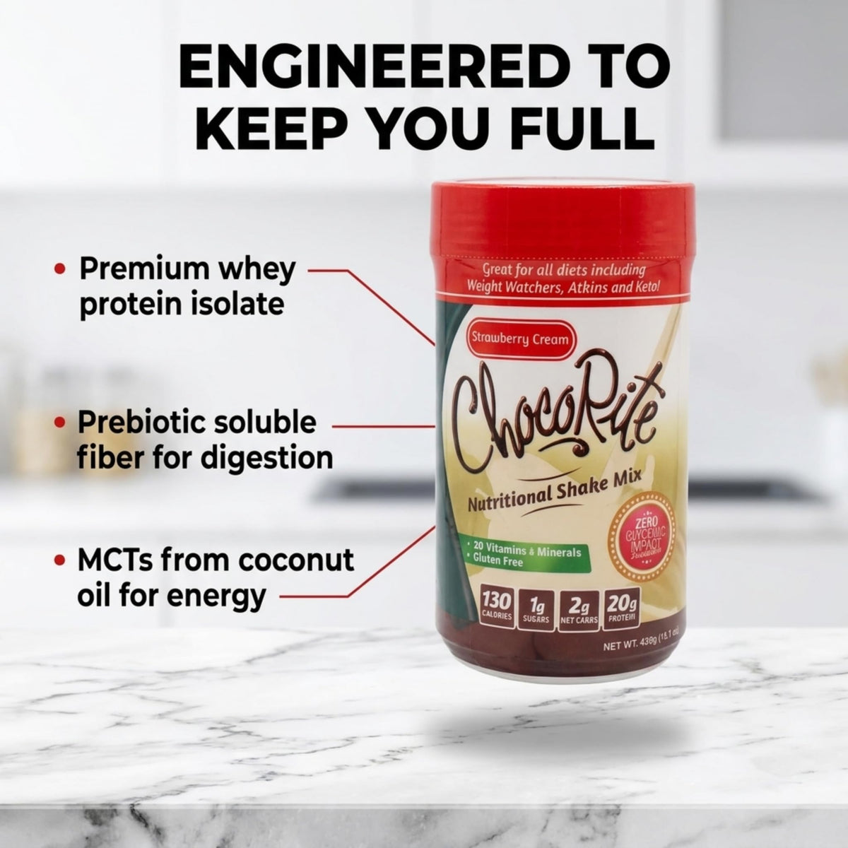 ChocoRite Strawberry Cream Protein Shake Mix - 15.1 oz - image 5