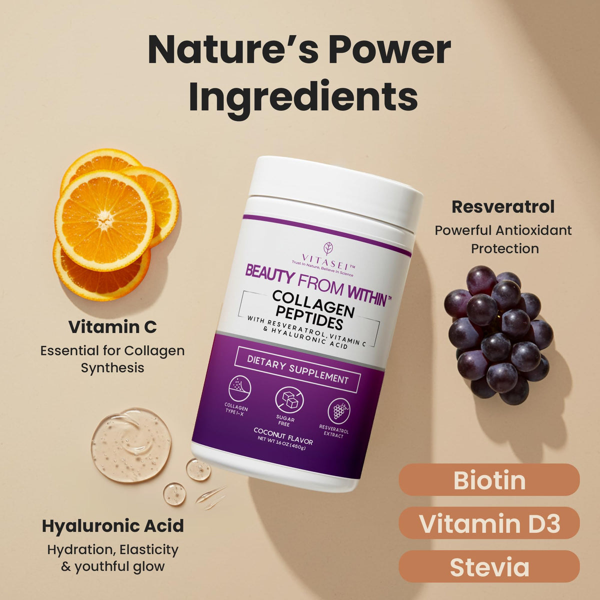 VITASEI Beauty Boost Collagen Peptides Powder