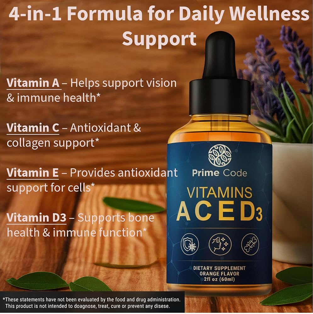 Prime Code Vitamin A C E D3 Liquid Drops for Immune Support - 2 Fl Oz - image 4