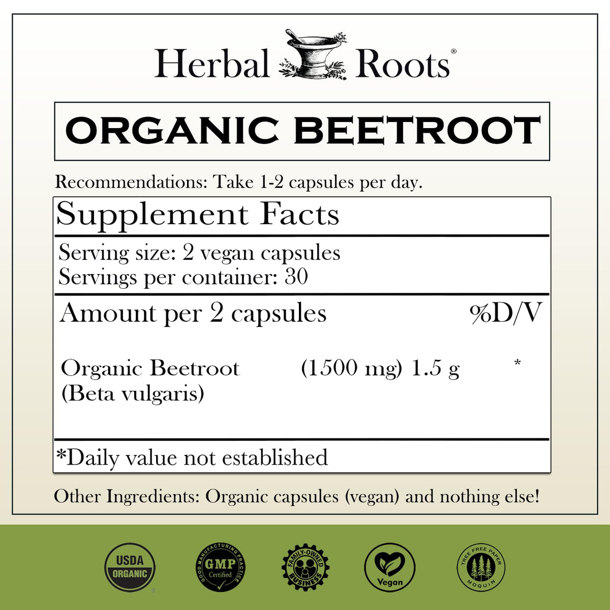 Herbal Roots Organic Beet Root Powder Capsules for Heart Health - 60 Count - image 2