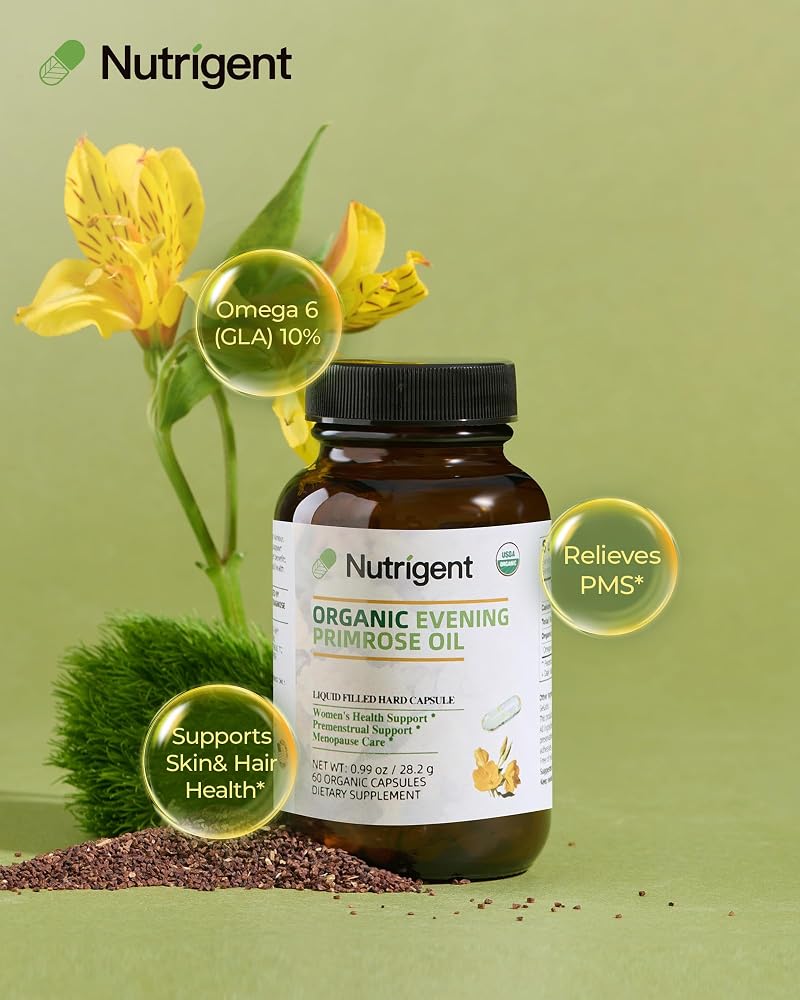 Nutrigent USDA Organic Evening Primrose Oil for Women - 60 Capsules - image 2