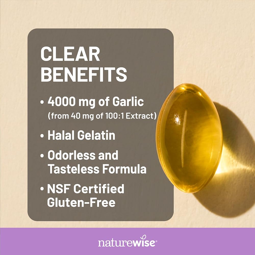 NatureWise Odorless Garlic Supplement 4000mg - Ultra Potent 100:1