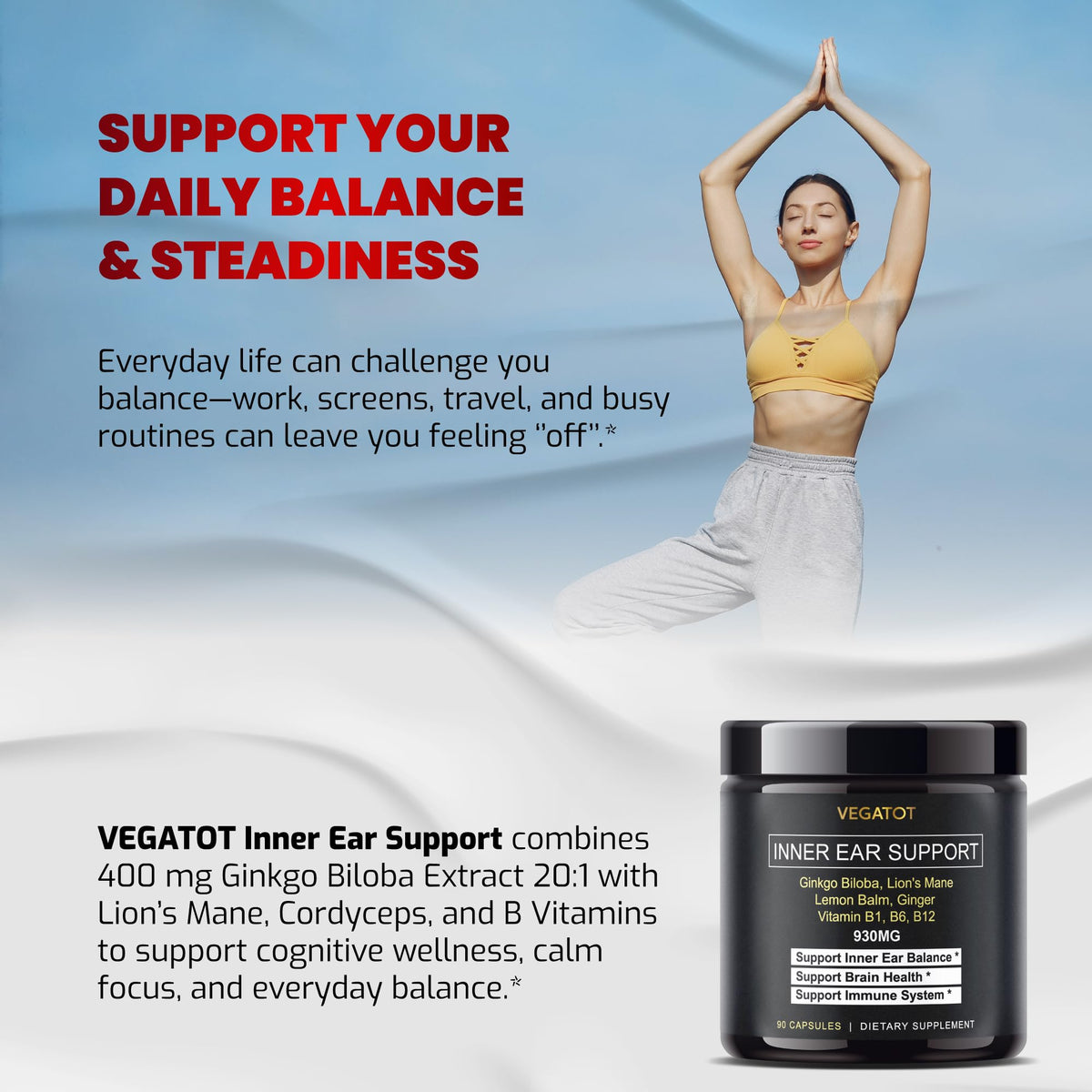 VEGATOT Inner Ear Support 9-in-1 Complex 930 mg - 90 Capsules - image 2