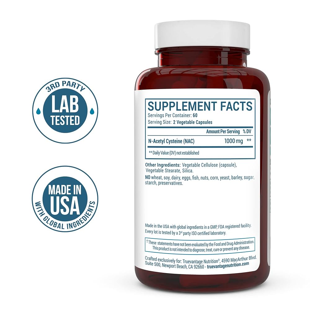 Truevantage NAC 1000 mg N-Acetyl L-Cysteine - 120 Capsules - image 3