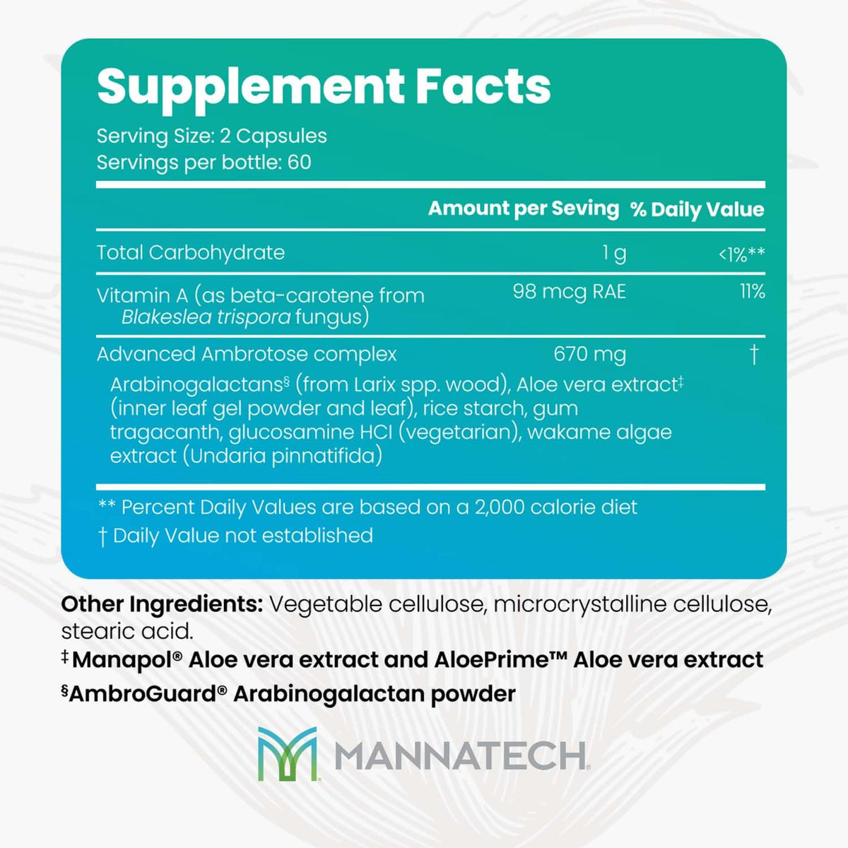 Mannatech Advanced Ambrotose Immune Support - 120 Capsules - image 2