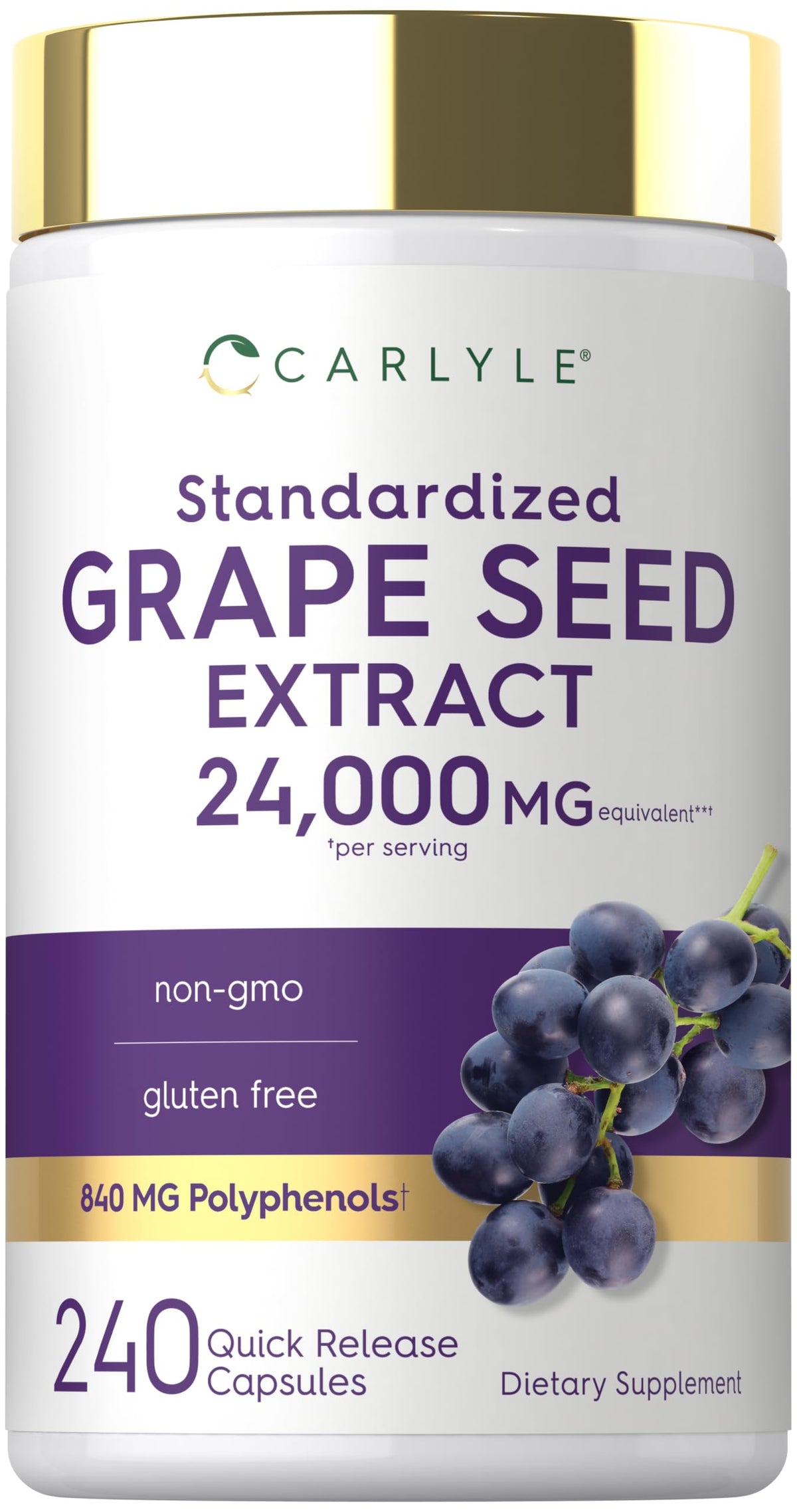 Carlyle Grape Seed Extract Supplement - 240 Capsules