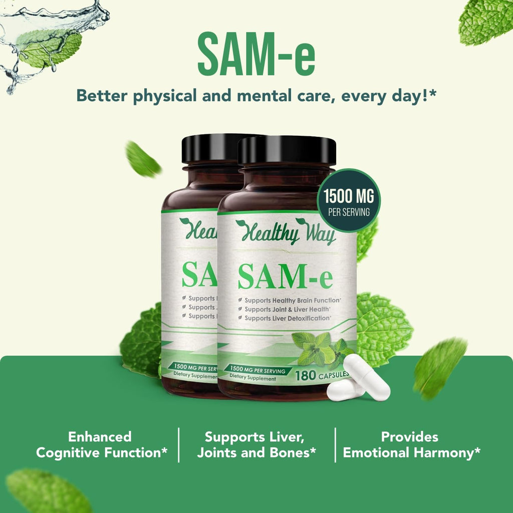 HealthyWayRx SAM-e 1500mg Capsules Brain & Mood Support - 120 Servings - image 4