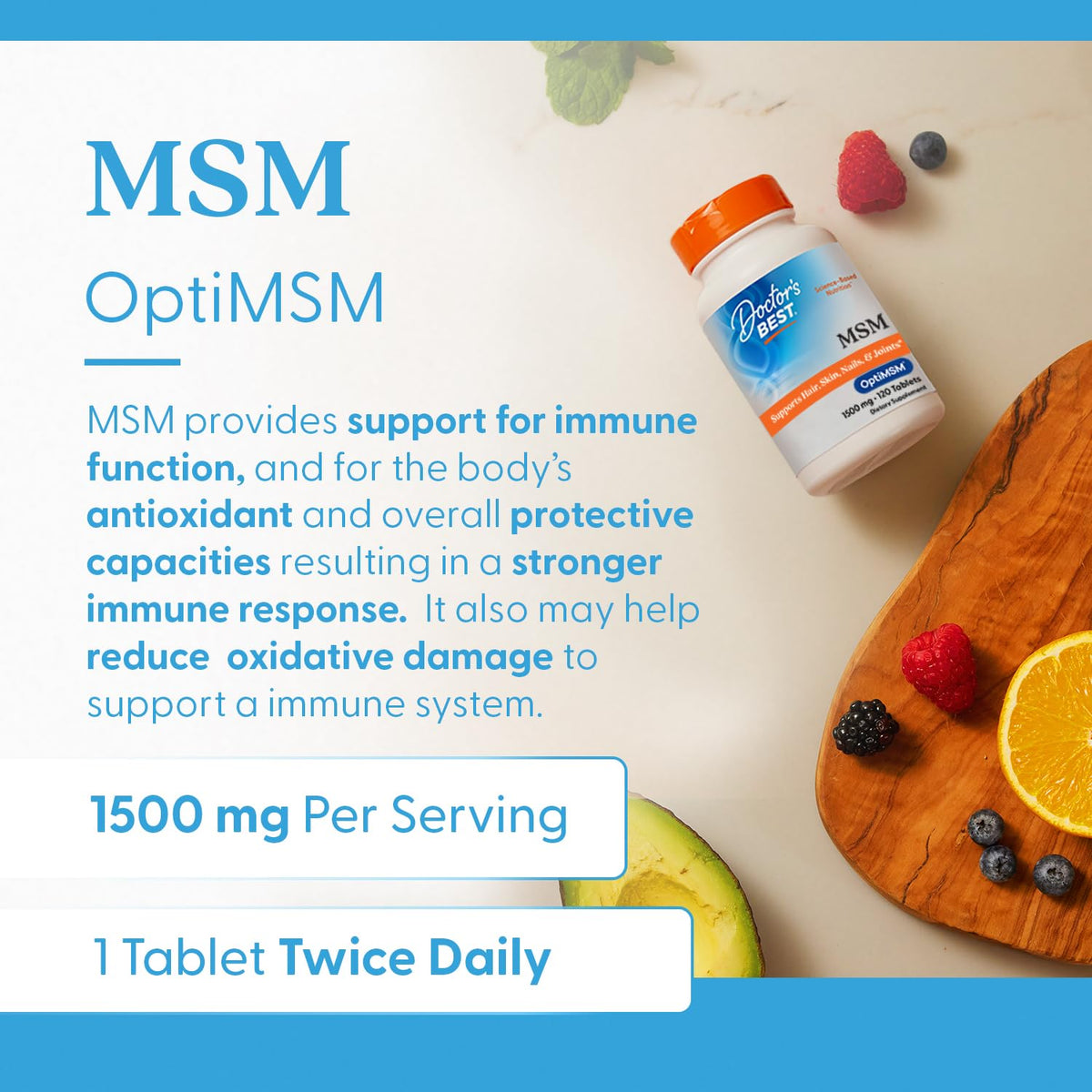 Doctor's BEST MSM 1500mg Supplement for Skin & Joints - 120 Tablets - image 4