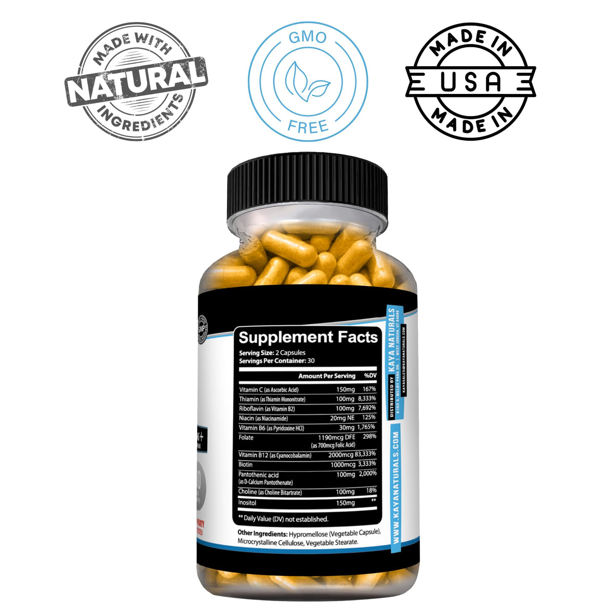 Kaya Naturals B-12 Complex - Multivitamin Supplement for Women & Men