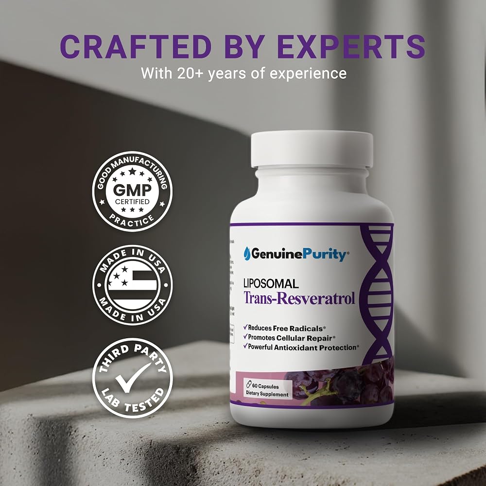 GenuinePurity Liposomal Trans Resveratrol 500mg - 60 Vegan Capsules - image 6