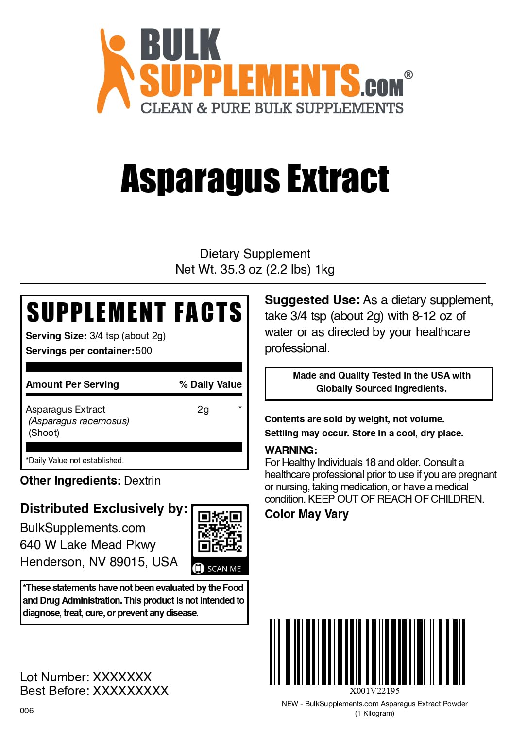 BulkSupplements.com Asparagus Extract Powder