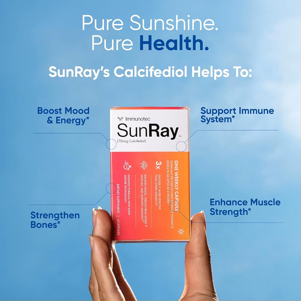 Immunotec Sunray Calcifediol Vitamin D Supplement Once-Weekly - 4 Capsules - image 2