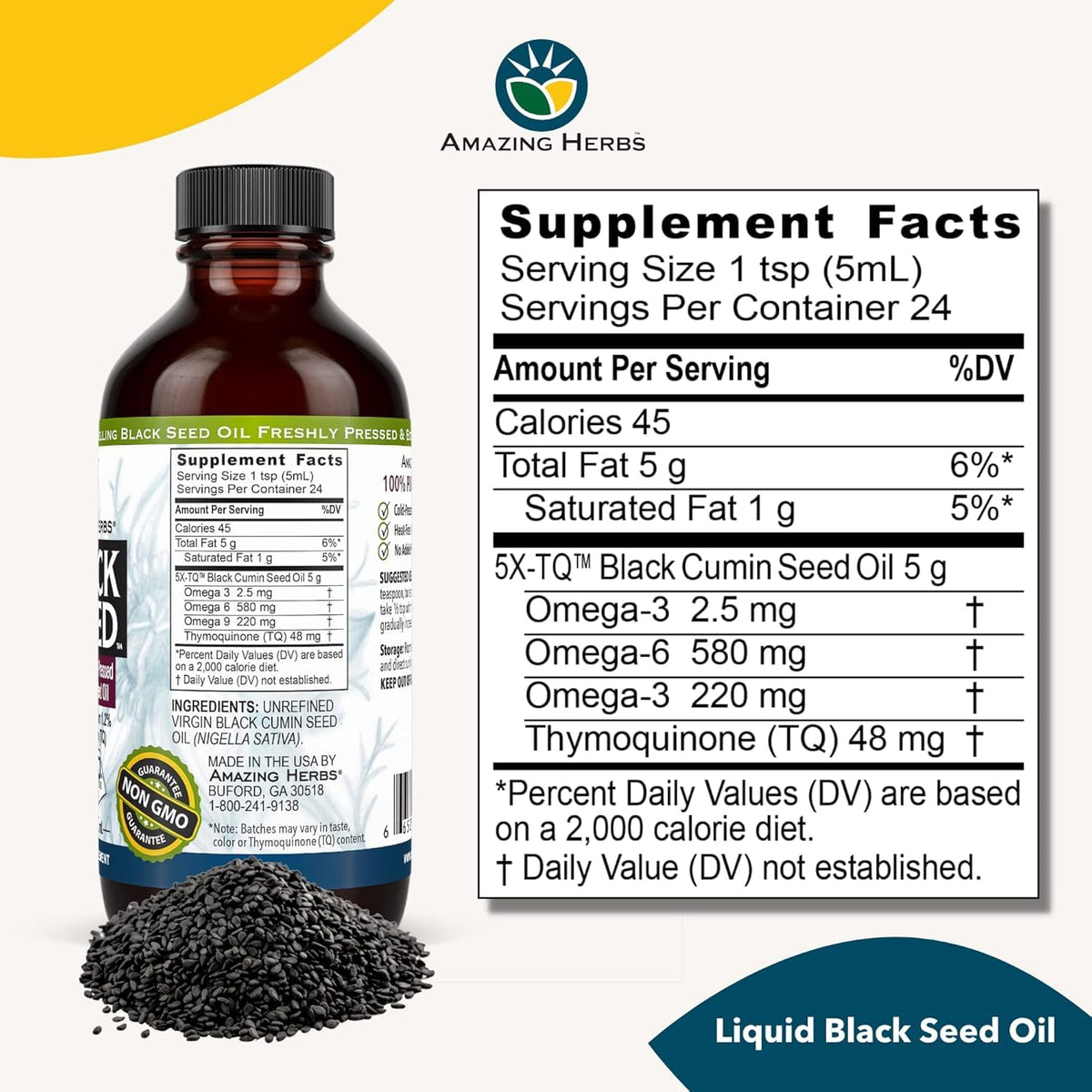 Amazing Herbs Premium Black Seed Oil - Gluten Free