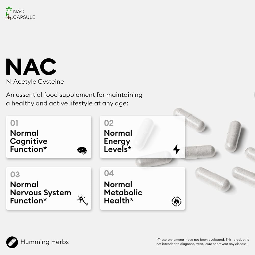 Humming Herbs NAC 450mg with Alpha Lipoic Acid - 90 Vegan Capsules - image 3