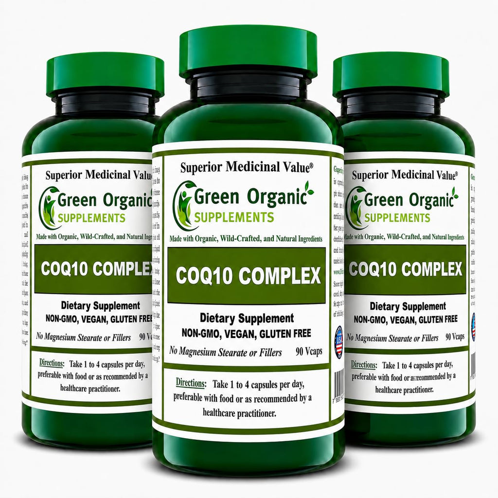 Green Organic Supplements CoQ 10 Complex, Ubiquinone, 90 Vegetarian Capsules, High