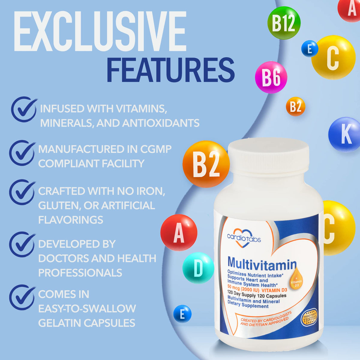 CardioTabs Multivitamin Heart and Immunity Support - 120 Capsules - image 2