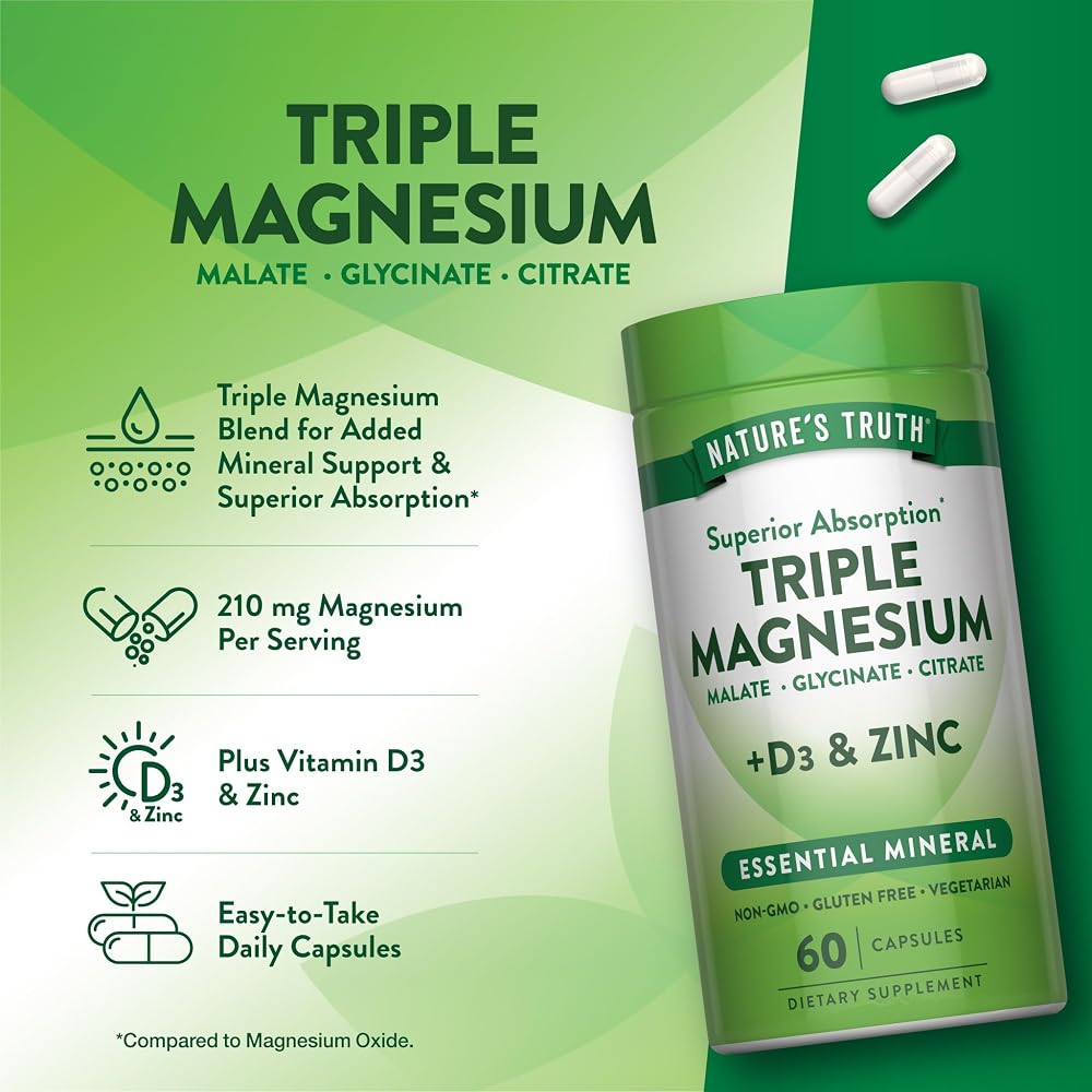 Nature's Truth Triple Magnesium Complex - 60 Vegetarian Capsules - image 5