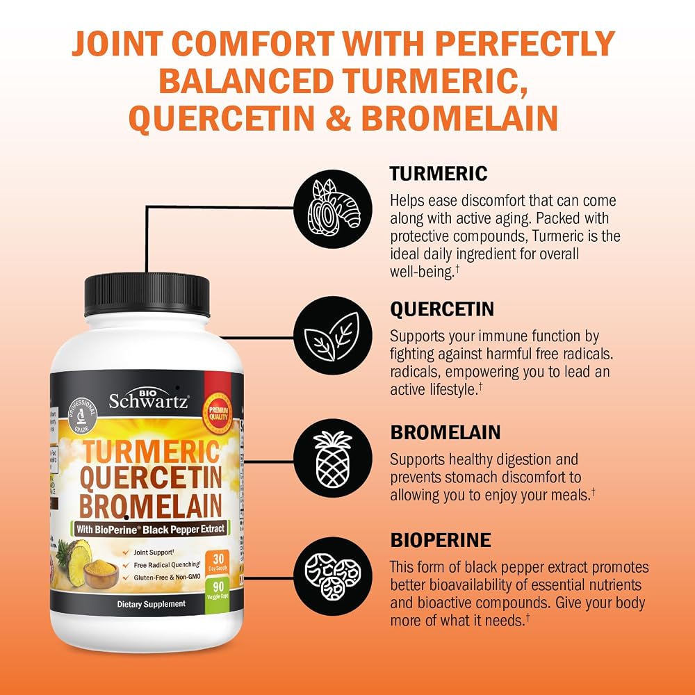 BioSchwartz Turmeric Quercetin with Bromelain - 90 Capsules - image 4