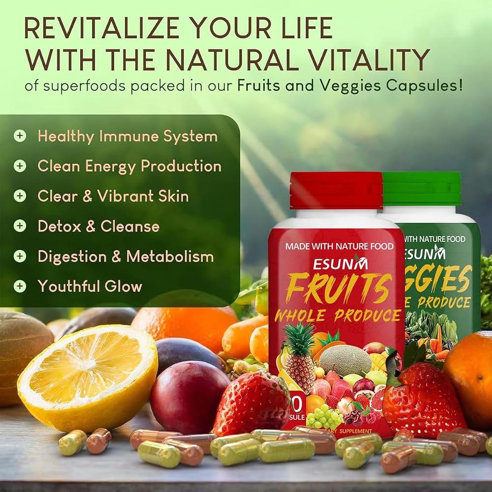 ESUNM Fruits and Veggies Supplement - 180 Capsules - image 4