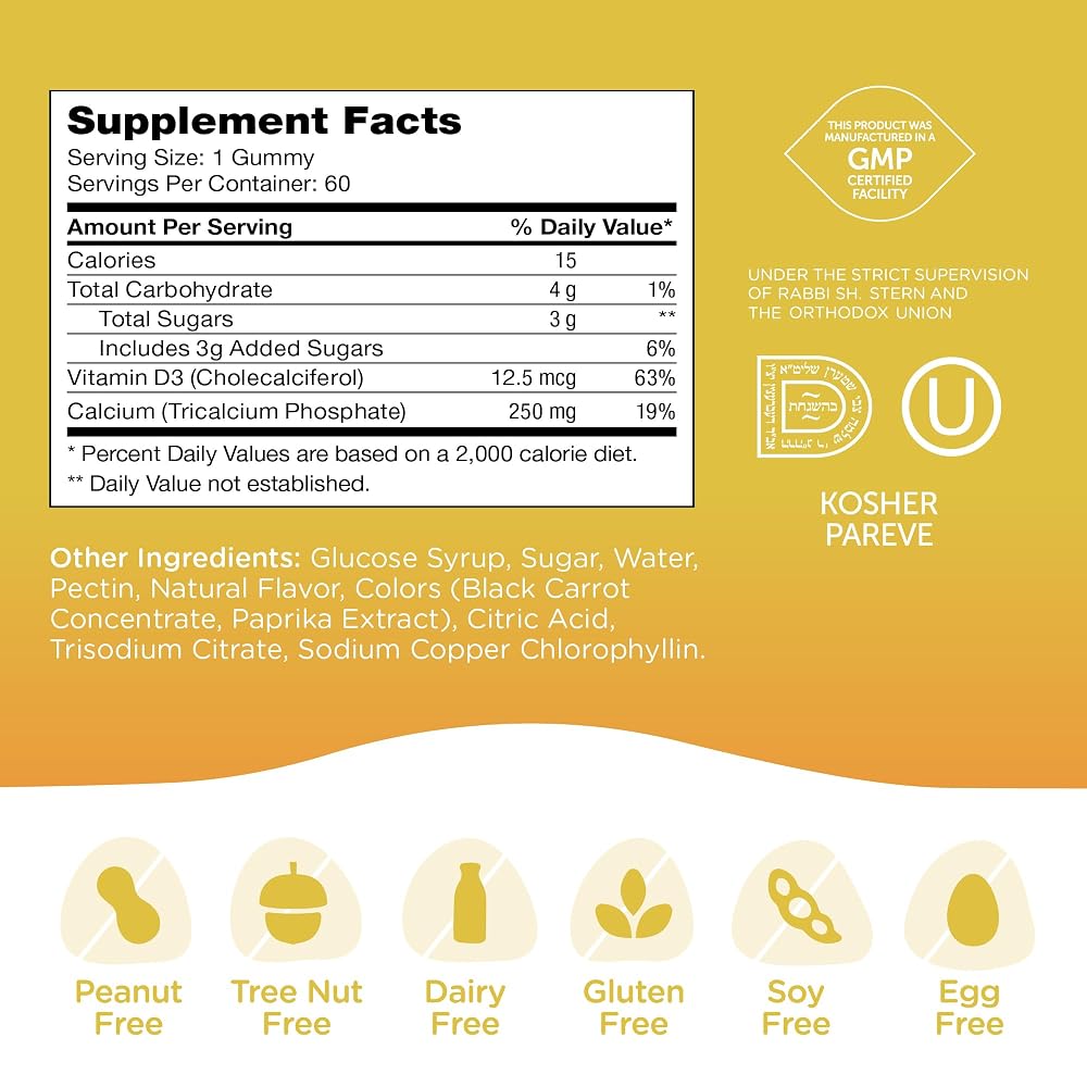 Zahler Yummy Kids Calcium Gummies with Vitamin D3 - 60 Count - image 7