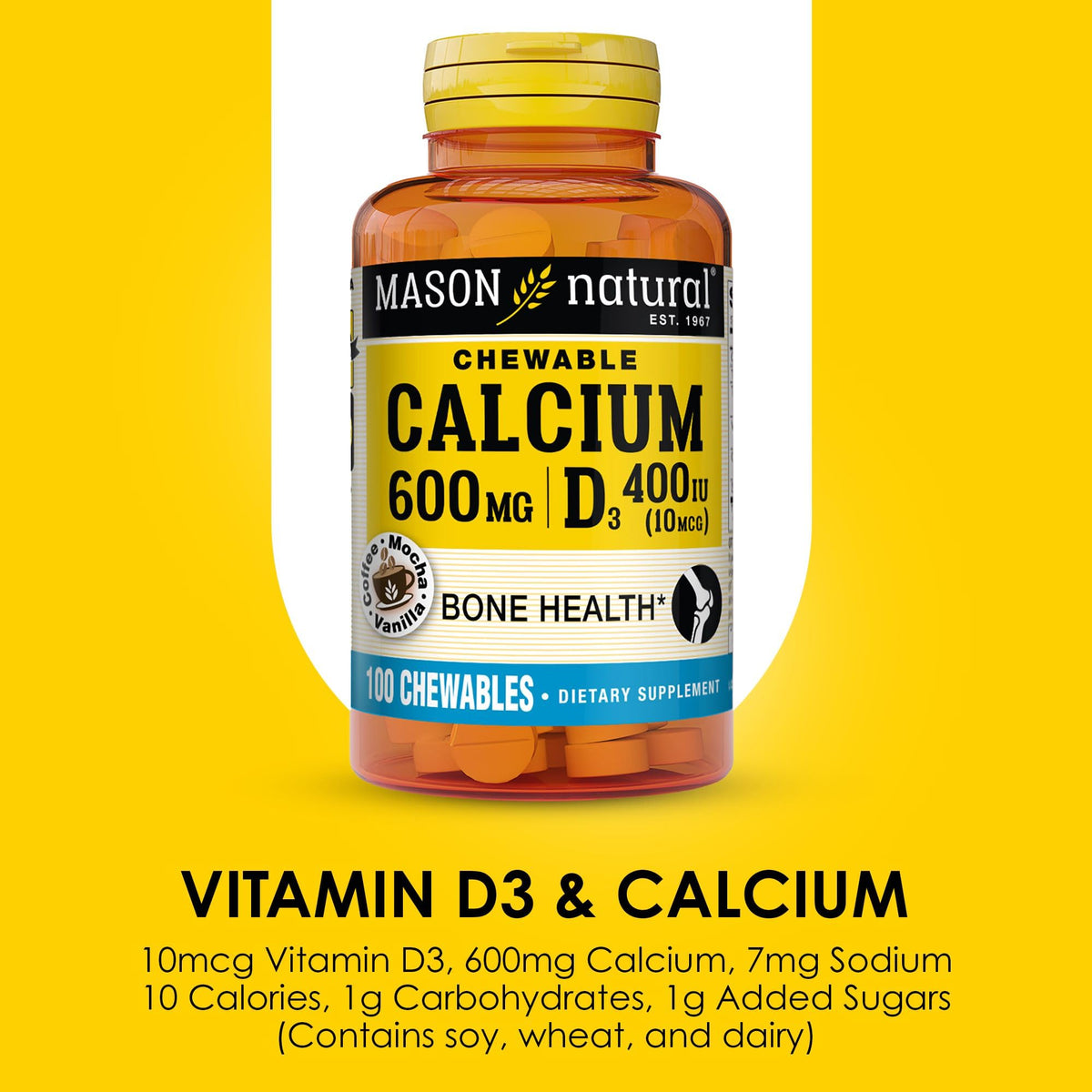 Mason Natural Calcium 600 mg with Vitamin D3 - 300 Chewables - image 4