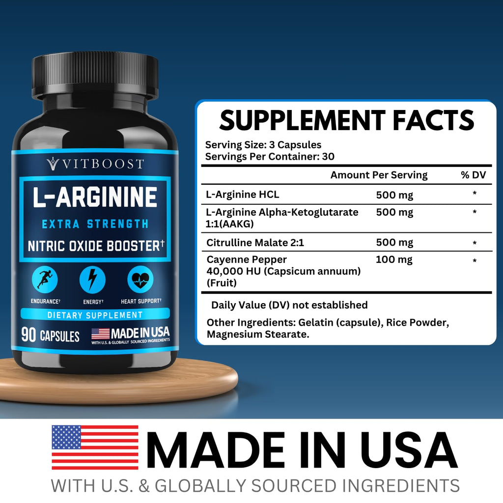 VITBOOST L-Arginine with L-Citrulline 1500mg - 90 Capsules - image 3