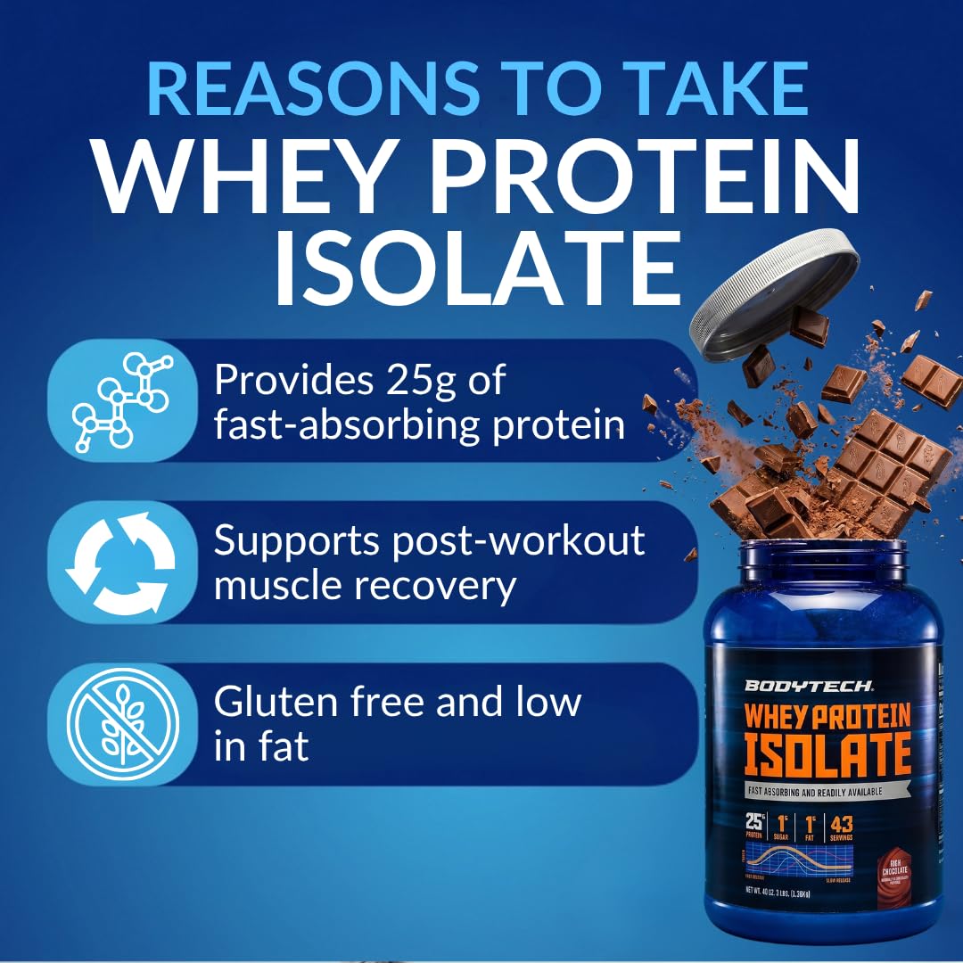 BodyTech Whey Protein Isolate Powder Rich Chocolate - 43 Servings - image 4